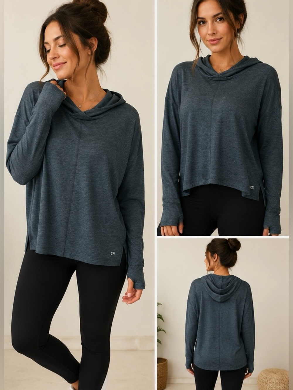 GapFit Breathe Crossover Hoodie Women’s XL Heather Blue Activewear